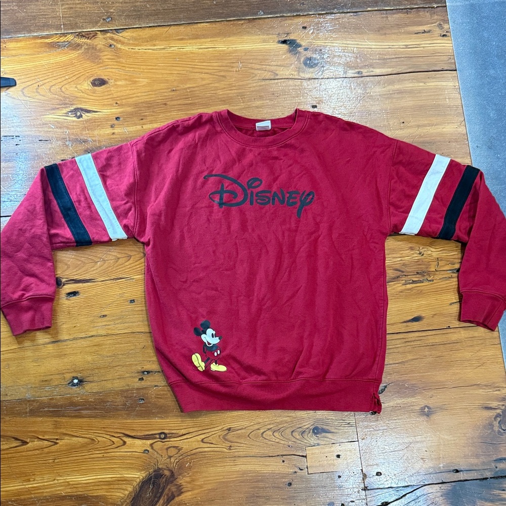Disney Red Crewneck Sweatershirt with Mickey Mouse Size Large